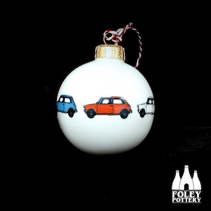 C: Mini - Car - Italian Job - ( Inspired ) - ( Illustrated ) - Tribute -  Fine bone China Bauble