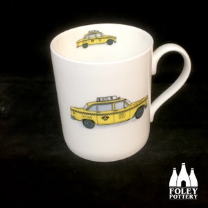 NYC: New York Taxi, Yellow Cab   ( Inspired ) - ( illustrated ) - Fine bone China Mug