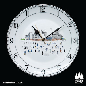 FFG: Colchester United FC, Matchday@ Jobserve Community, Football Stadium, Inspired, illustrated, Tribute - Fine Bone China - 10&quot; Clock