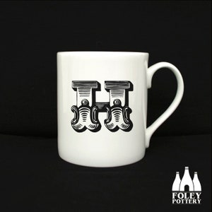 ALPH: H - Alfabeto - Letra - Inspirado - Ilustrado - Homenaje - Taza de porcelana fina
