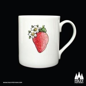 G: Strawberry, Fruit, Wild flower, Flower, Floral, Gardening, Allotment, Gardener, Garden, inspired, Illustrated - Fine bone China - Mug