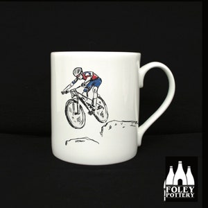 O: Olympians - Magic Monday - Tom Piddock - Mountain Bike - Tribute - Inspired - ( Illustrated ) - Fine Bone china Mug