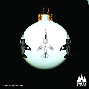 APC: Jaguar, Jet Fighter, Aeroplane, Aviation, Inspired, illustrated - Tribute - Fine bone China Bauble