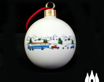 C: The Italian Job, Hiding Minis Inspired - illustrated tribute - Fine bone China Bauble