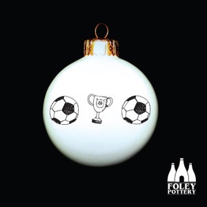 DDL: Football - Soccer - Trophy - Doodle -  Inspired - Illustrated - Fine Bone China - Bauble