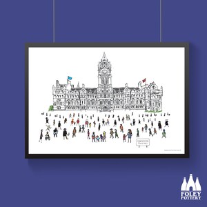 GB: Manchester Town Hall  - Manchester - ( Inspired ) - Tribute - Illustrated - Fine Art Print