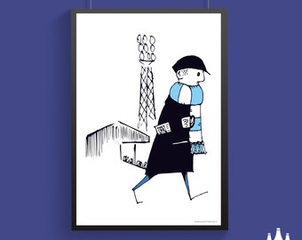 FCF: Coventry City FC  - Flat cap fan - Football Scarf - ( Inspired ) - Illustrated - Tribute - Fine Art Print