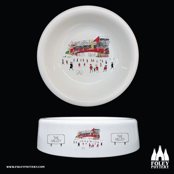 FFG: Charlton Athletic FC MatchDay@TheValley Stadium Illustrated  Tribute Fine Bone China Pet Bowl