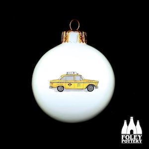 NYC: New York City Taxi, Yellow Cab, Chequered cab  - Inspired - Bone china -  Bauble