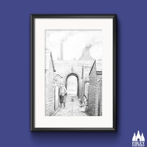 JF: Stoke-on-Trent - Northern art - Terraced houses - Rear Entries - Inspired - Illustrated -  Fine Art Print