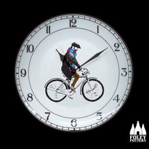 FCC: Scunthorpe, Football, Flat Cap Fan, Cyclist, illustrated, inspired, Tribute - Fine Bone China - Clock