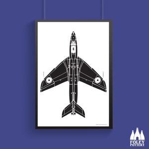 APC: Hawker Hunter, Aeroplane, Aircraft, Aviation  - Inspired - illustrated - tribute - Fine Art Print