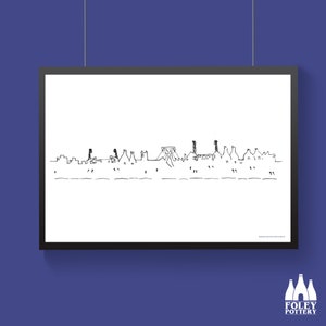 BK: Stoke On Trent, Potteries skyline, Bottle Kiln, Inspired,  illustrated - Fine Art Print