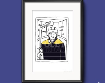 IH: Ice Hockey Player  - ( Inspired ) - ( Illustrated ) - Fine Art Print