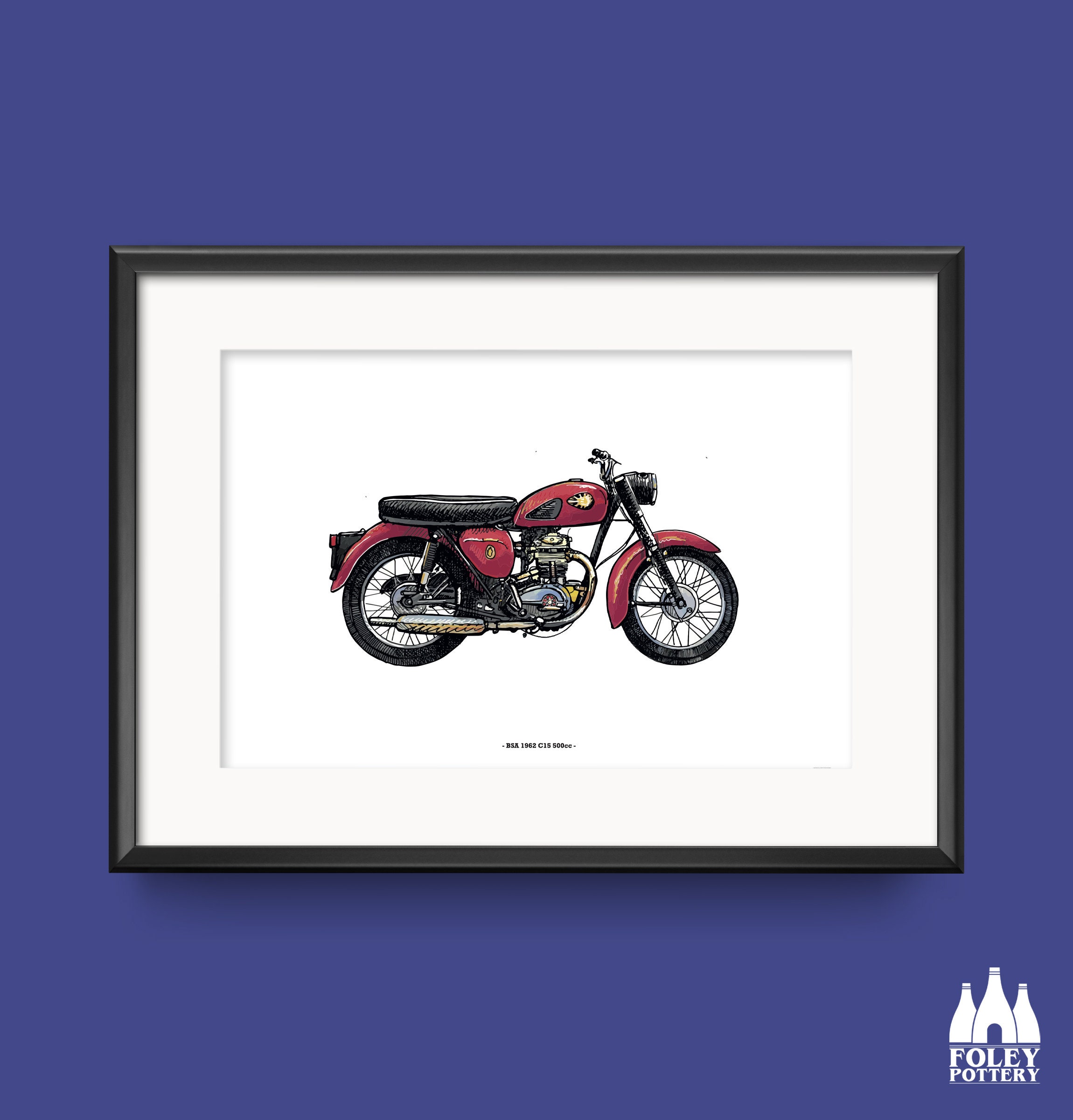 CMC: BSA C15 1965 250cc シングル - クラシックバイク - - イラスト 
