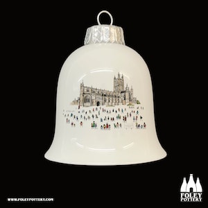 C: Gloucester Cathedral, Inspired, illustrated, Tribute - Fine Bone China - Hanging Bell
