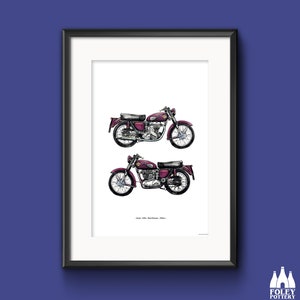 CMC: Ariel 1954 Red Hunter 500cc Single - Classic Motorbike - Inspired - Illustrated - Tribute - Fine Art Print