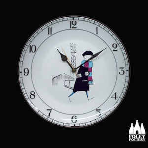 FCF : Aston Villa , Football Flat Cap Fan , illustrated,  inspired, Tribute - Fine Bone China - Clock