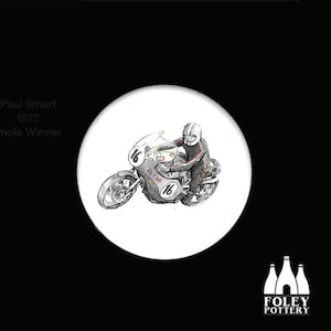 MRL: Paul Smart - Ducati 900 - Imola 200 1972 - Motorcycle Racing Legend - Inspired - Illustrated - Tribute - Ceramic coaster