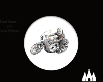 MRL: Paul Smart – Ducati 900 – Imola 200 1972 – Motorradrennlegende – Illustriert – Keramikuntersetzer