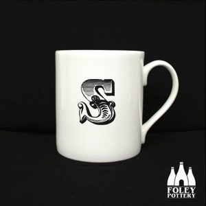 ALPH: S - Alfabeto - Letra - Inspirado - Ilustrado - Homenaje - Taza de porcelana fina