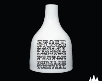 STK: Six Towns, Stoke on Trent, Stoke, Hanley, Longton, Fenton, Burslem, Tunstall, illustrated,  Fine Bone China Bottle Kiln