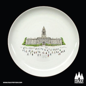 TH: Stockport Town Hall, England, Inspired, illustrated, Tribute  Fine Bone China Bottle  Plate