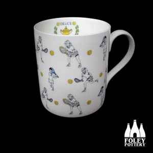 T: Tennis, Wimbledon, inspiriert, illustriert, Cartoon, Tribut - Tasse aus feinem Bone China