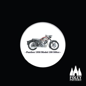 CMC: Panther 1958 Model 100 500cc Single - Classic Motorbike - Inspired - Illustrated - Tribute - Ceramic coaster