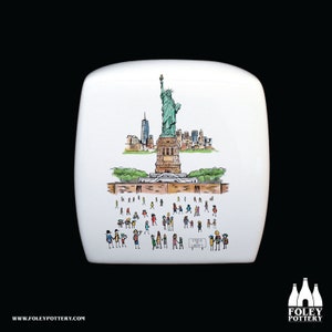 PL: Estatua de la Libertad - Nueva York - Inspirada - Homenaje - Porcelana fina - Hucha
