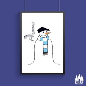 FCF: Coventry City FC  - Flat cap Snowman - fan - Football Scarf - (  ) - Illustrated -  - Fine Art Print