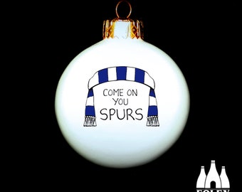 COY: Come on you Spurs - Football scarf - Football chant - Illustrated - inspired - Tribute  - Fine bone china  - Bauble