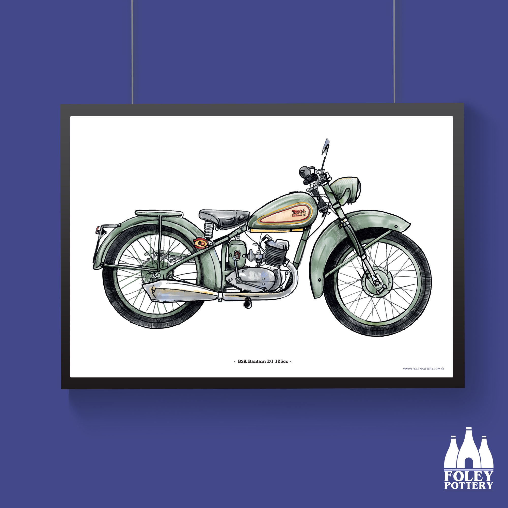 CMC BSA Bantam D1 125CC Classic Motorbike Inspired Illustrated