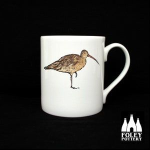 B: Curlew, Birds, bird - Wildlife - Inspired - ( Illustrated ) - Fine Bone china Mug