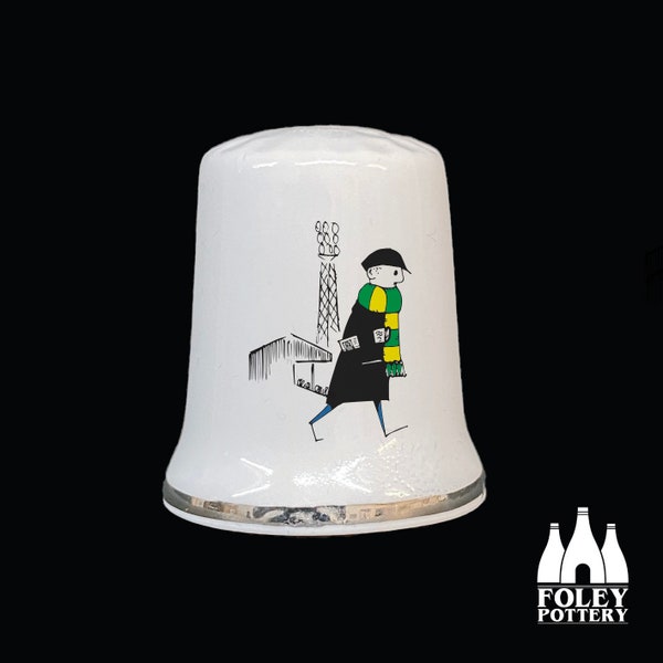 FCF: Norwich City- Football supporter - Football scarf  - ( Inspired ) - Tribute - Fine Bone China Thimble