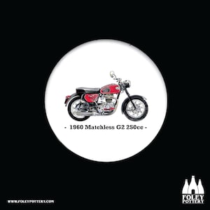 CMC: 1960 Matchless G2 250 Classic Motorcycle, Motorbike - Inspired - Illustrated - Tribute - Ceramic coaster