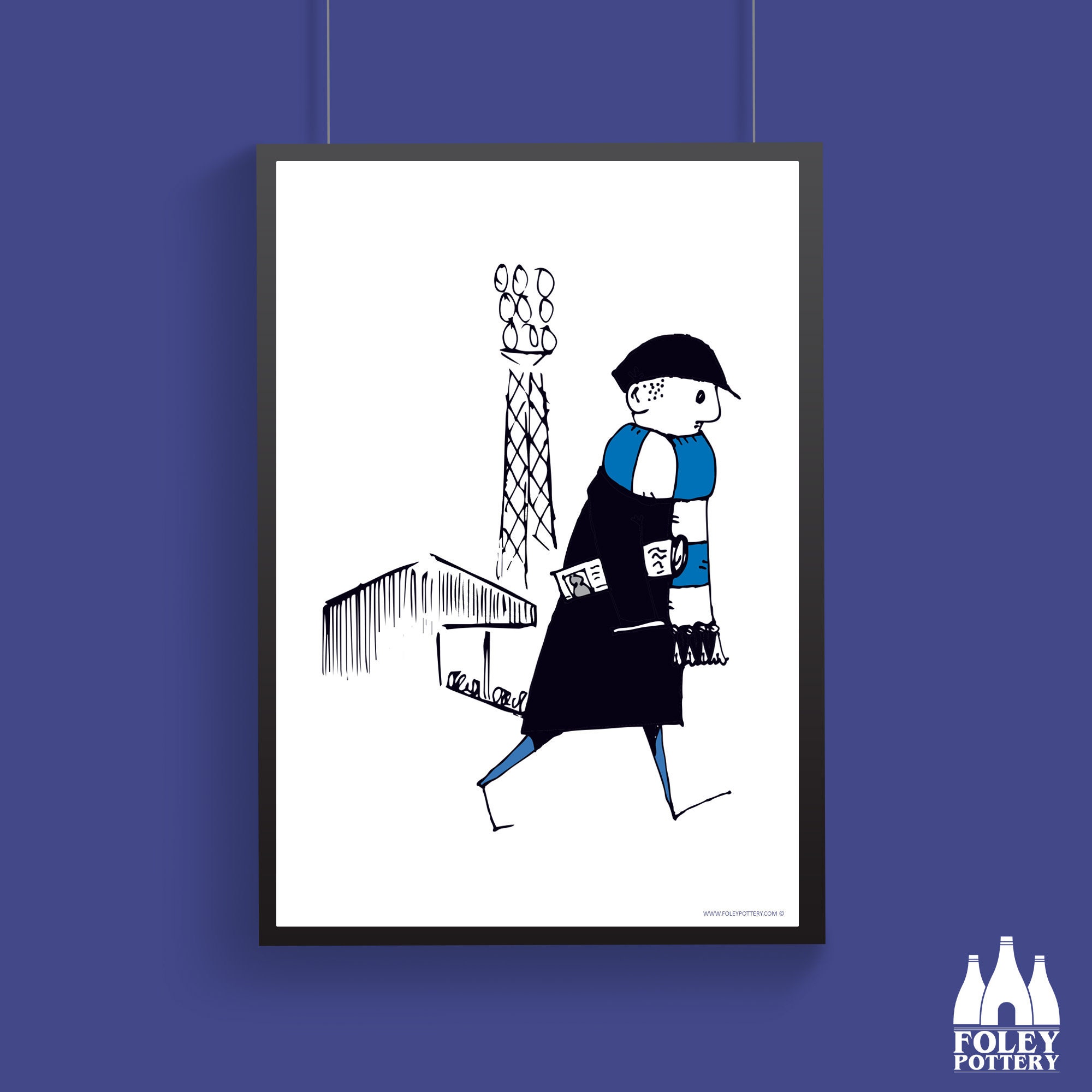 FCF: Tottenham Hotspur – Spurs – Blue and White Football Scarf – Flat Cap Fan – ( ) – ( Illustrated ) – – Fine Art Print