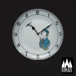 APC: 10&quot; Clock - Fine Bone China - WAAF - Women&#39;s Auxiliary Airforce - Ground Crew - Plotter - World War 2 - RAF- illustrated - Tribute