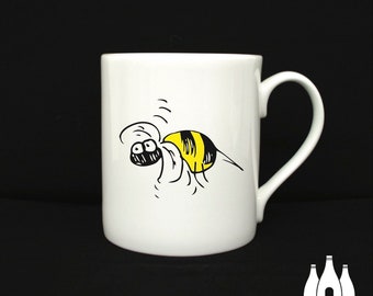 BUGS: Wasp - Bumble Bee, Bee - Bug - Creepy crawly - insect - illustrated - ( Inspired ) - Fine Bone China Mug