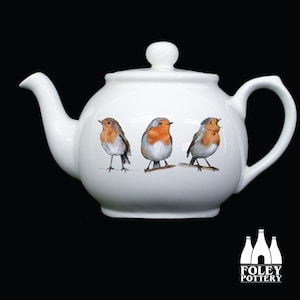 B: Collezione Foley Bird - Pettirosso - Illustrato - Ispirato - Tributo - Fine Bone China - Teiera Sandringham