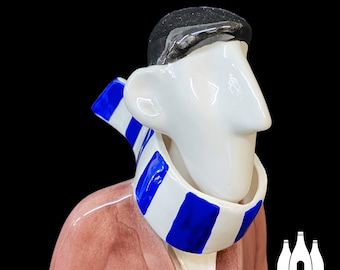 FCF: Flat Cap Fan - Football Figurine - Blue and White Scarf -  -  - Earthenware
