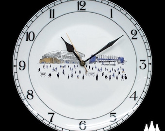 FFG: Everton FC - MatchDay@GoodisonPark/Bramley-MooreDock Stadium - Then and finally Now - Illustrated -  - Fine Bone China - Clock