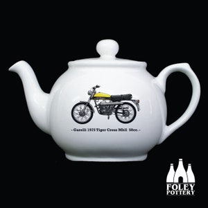 MCC : Garelli 1975 Tiger Cross Mkll 50cc - Cyclomoteur de sport classique - Inspiré - Illustré - Hommage - Porcelaine fine - Tea Po