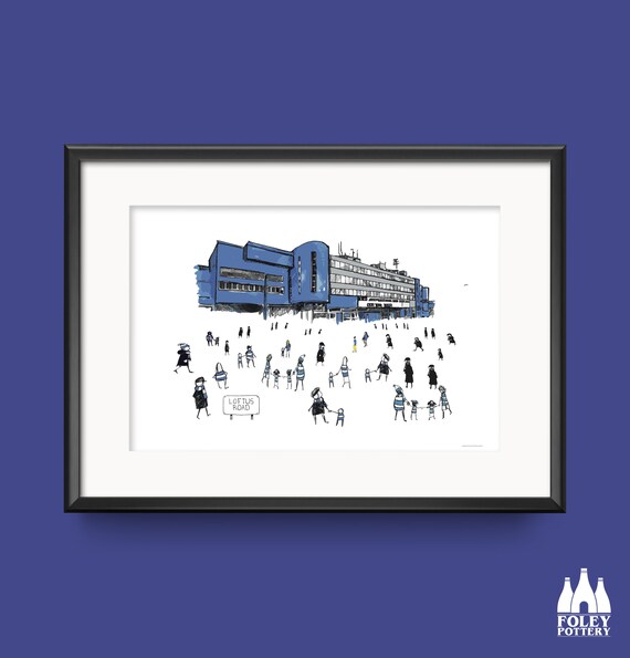 FFG: QPR - Queens park Rangers - Loftus Road - Football Stadium - Match-day  - ( illustrated ) - ( Inspired ) - Tribute - Fine Art Print