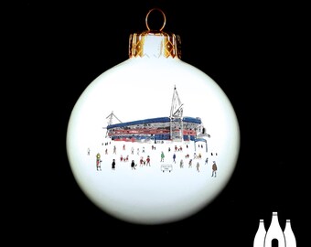 RS: Rugby - Cardiff - Principality Stadium  - ( Illustrated ) - inspired - ( street sign ) - Tribute - Fine bone china - Bauble