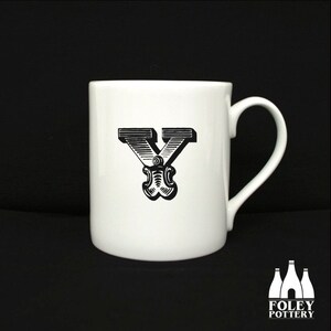 ALPH: Y - Alfabeto - Letra - Inspirado - Ilustrado - Homenaje - Taza de porcelana fina
