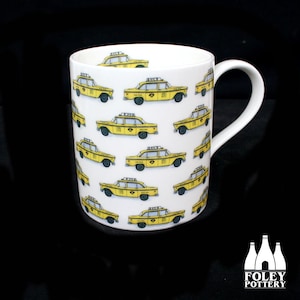NYC: New York Taxi -  Yellow Cab  - ( Inspired ) - ( illustrated ) - Fine bone China Mug