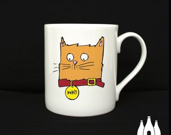 P: Cat, Pet, Feline, Moggy, Kitty -  Inspired - illustrated - Fine Bone China - Mug