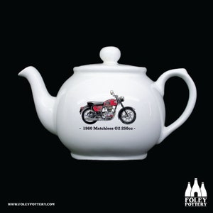 CMC: 1960 Matchless G2 250 Classic Motorcycle, Motorbike - Inspired - Illustrated - Tribute - Fine Bone China - Tea Pot
