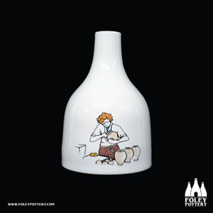 PW: Sponging, Pottery worker, Potteries, Cartoon, Stoke On Trent, Inspired, illustrated - Fine bone china Bottle Kiln